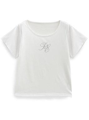 ラインストーンロゴTシャツ