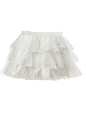 インパン付きチュールフリルティアードミニスカート