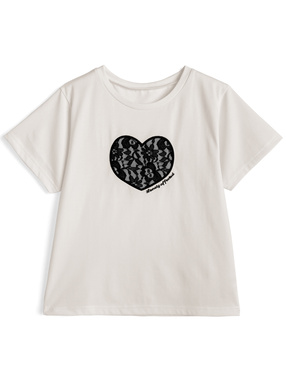 レースハート半袖Tシャツ