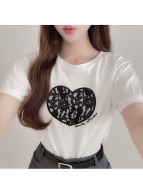 レースハート半袖Tシャツ