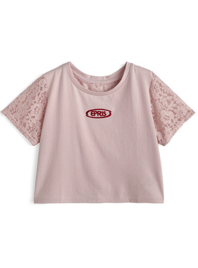 刺繍バックレース半袖Tシャツ