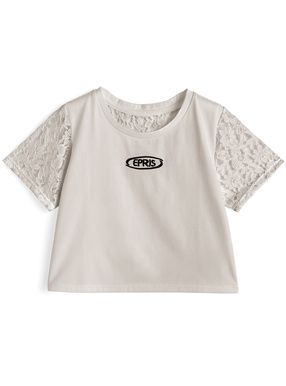 刺繍バックレース半袖Tシャツ
