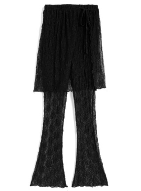 レースレイヤードフレアパンツ