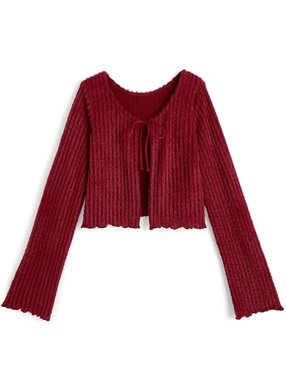 リボンシャギーカーディガン