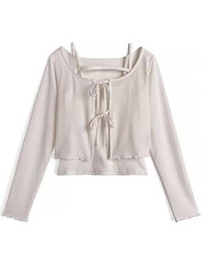 ダブルリボンメロウカーディガン×キャミソールアンサンブル