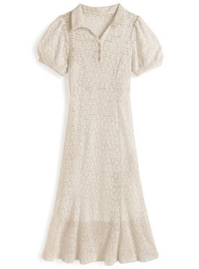 ぺチコート付きカットレースロングワンピース