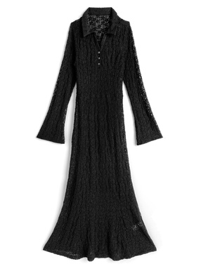 ぺチコート付きカットレースロングワンピース