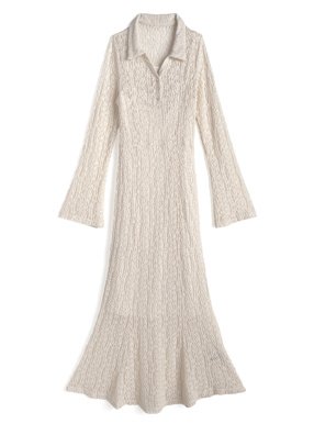 ぺチコート付きカットレースロングワンピース