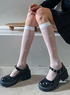 ハート柄シアーソックス