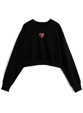 チェックハート刺繍スウェットトップス