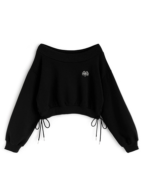 レースアップオフショルダースウェットトップス