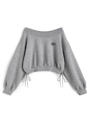 レースアップオフショルダースウェットトップス