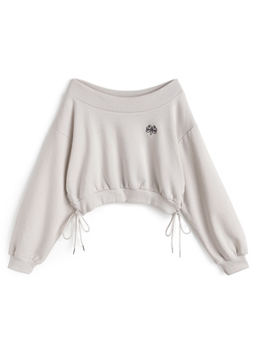 レースアップオフショルダースウェットトップス