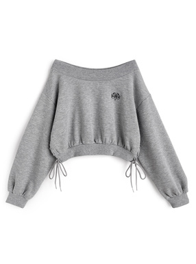 レースアップオフショルダースウェットトップス