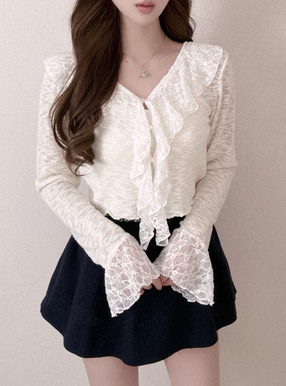 ラッフルレースフリルカーディガン
