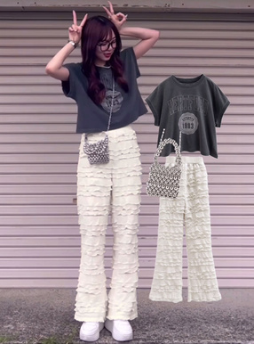 フリルセミフレアパンツ