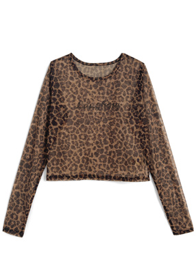 レオパード柄ロゴシアートップス