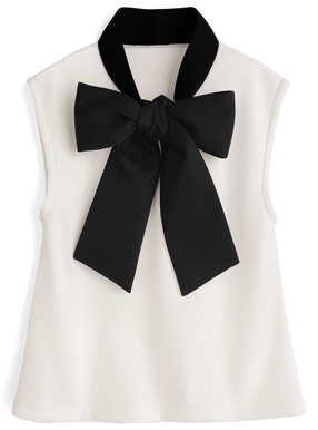 配色ボウタイフレンチスリーブトップス