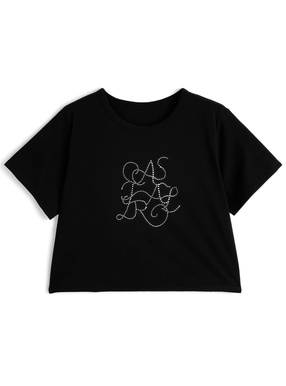 ラインストーンロゴTシャツ
