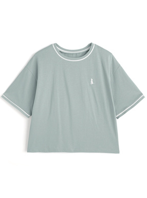 配色ラインロゴ刺繍Tシャツ