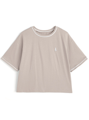 配色ラインロゴ刺繍Tシャツ