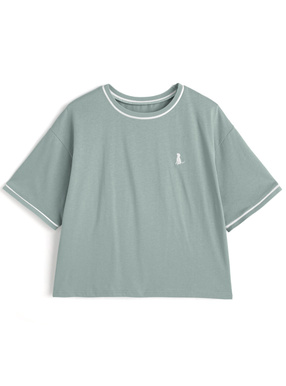 配色ラインロゴ刺繍Tシャツ