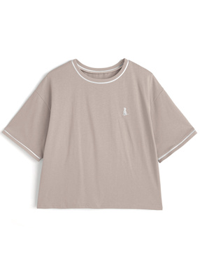 配色ラインロゴ刺繍Tシャツ