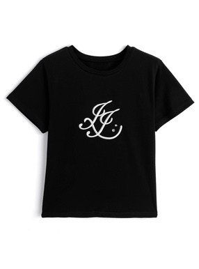 立体刺繍ロゴビジューTシャツ