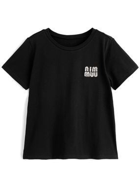 ドット柄ロゴ刺繍Tシャツ
