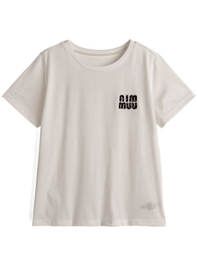 ドット柄ロゴ刺繍Tシャツ