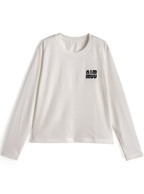 ドット柄ロゴ刺繍ロンT