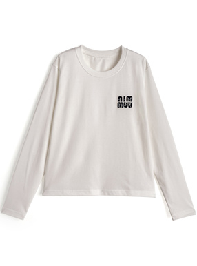 ドット柄ロゴ刺繍ロンT