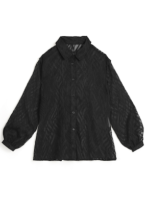 ウェーブ柄シフォンシャツ
