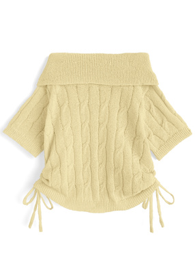 オフショルケーブルドロストニットトップス