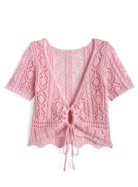 透かし編みドロストニットトップス