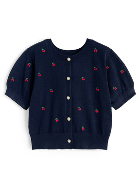 チェリー刺繍パールボタンニットカーディガン