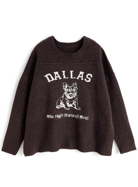 ブルドックロゴニットトップス