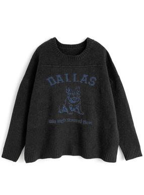 ブルドックロゴニットトップス