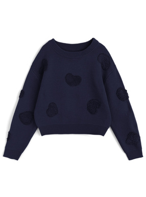 ハートパイルジャガードニットトップス