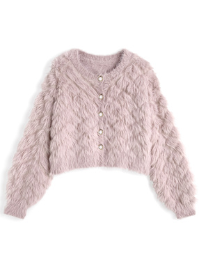 シャギーニットショート丈カーディガン