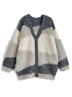 パッチワークニットカーディガン