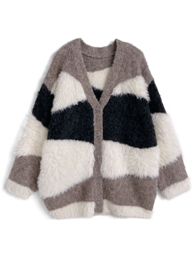 パッチワークニットカーディガン