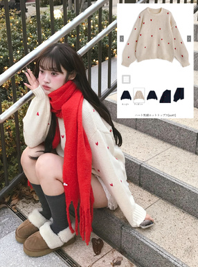 ハート刺繍ニットトップス