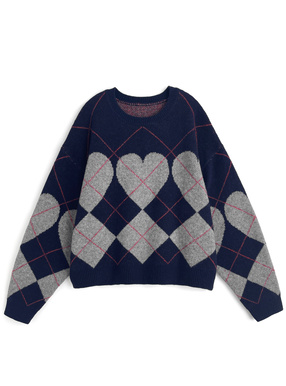 アーガイル柄ニットトップス
