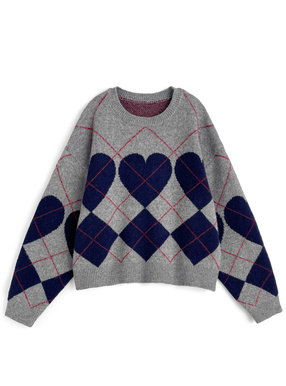 アーガイル柄ニットトップス