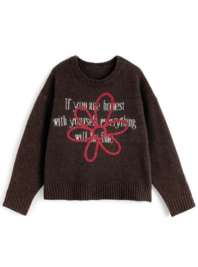 ロゴジャガードサガラフラワーニットトップス