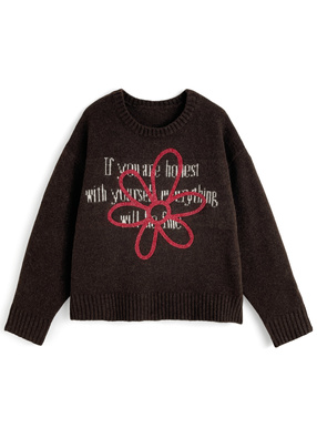 ロゴジャガードサガラフラワーニットトップス