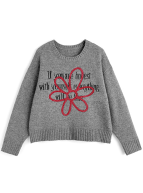 ロゴジャガードサガラフラワーニットトップス