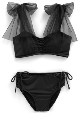 チュールリボンビキニ水着
