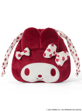 サンリオキャラクターズコラボ　マイメロディクリスマスフェイス巾着